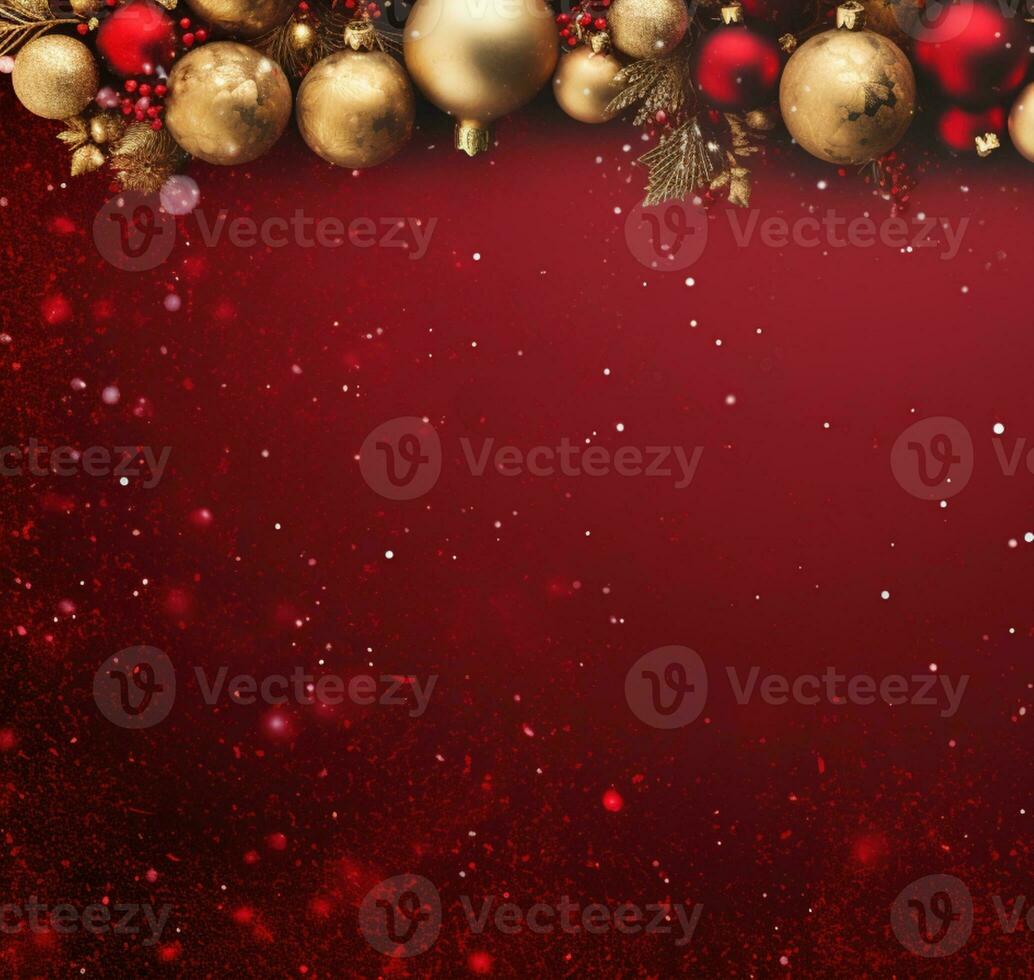 AI Generated Christmas Background with Baubles and copy space photo