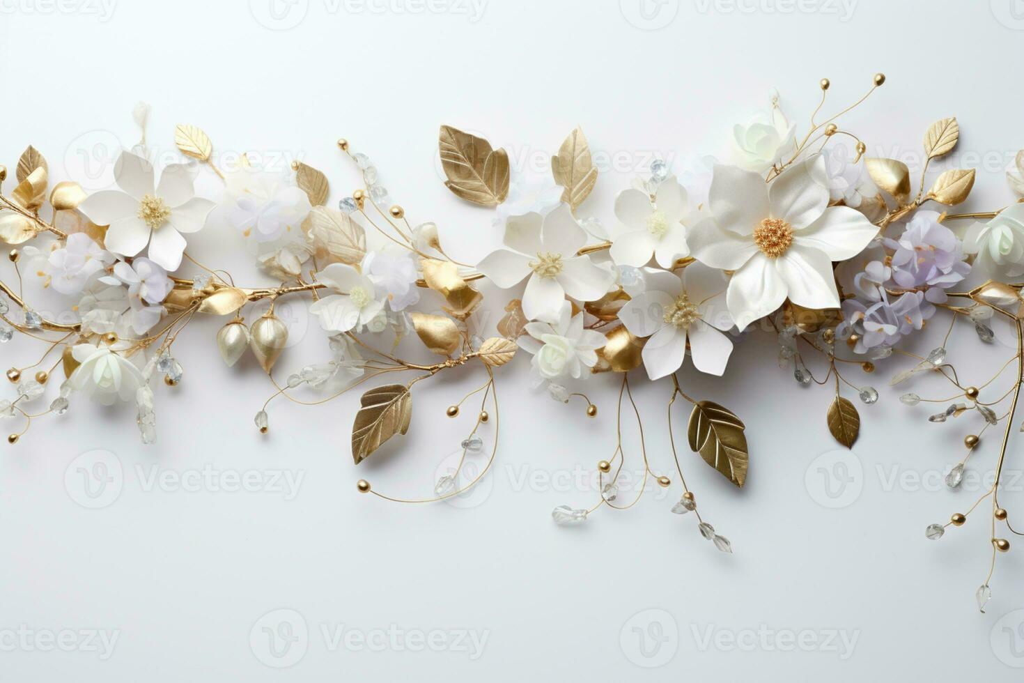 AI Generated flowers on white with copy space photo