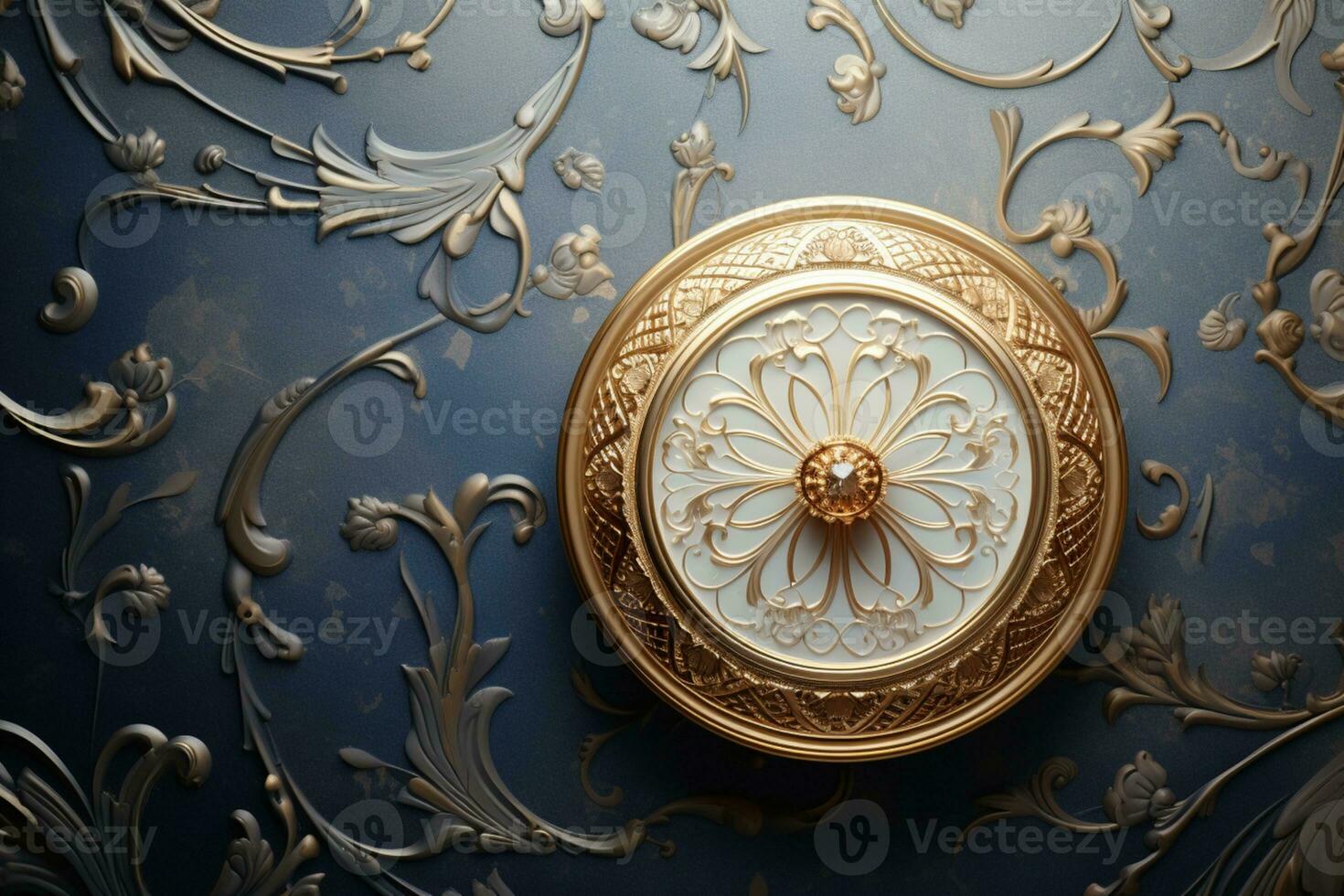 AI Generated luxury golden ornaments on black photo