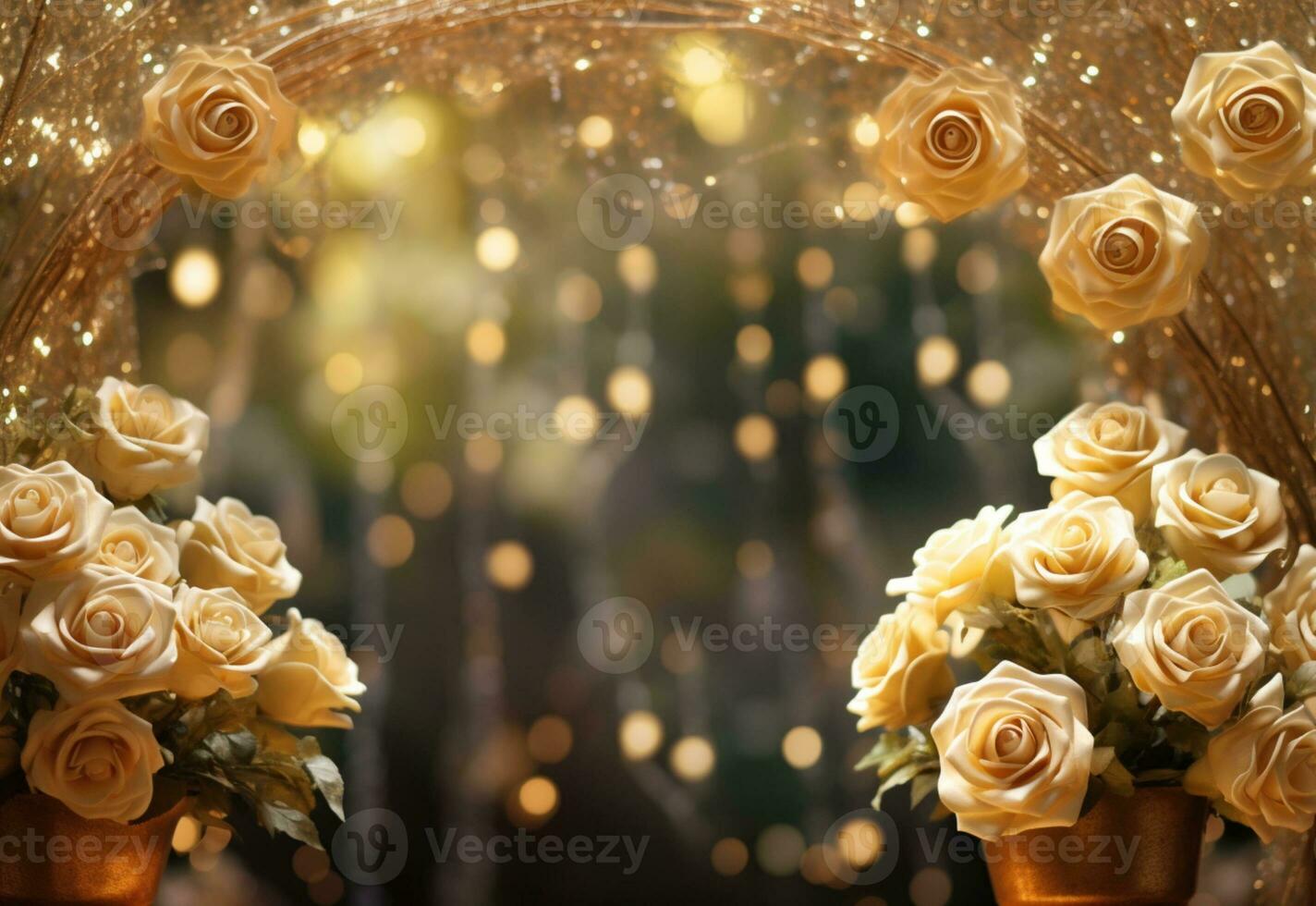 AI Generated Golden Flower Arch with Copy Space photo
