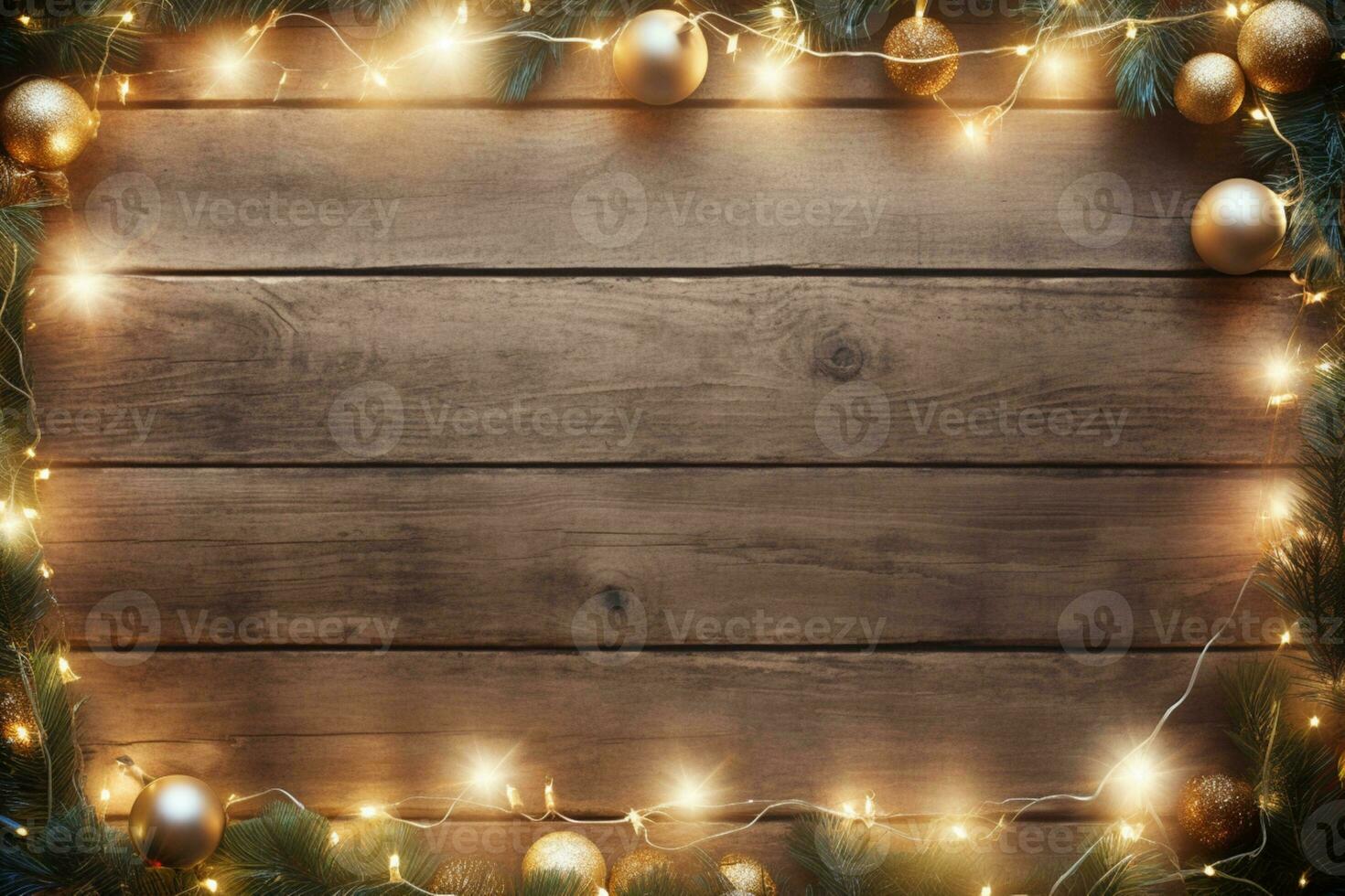 AI Generated Christmas lights background with copy space photo