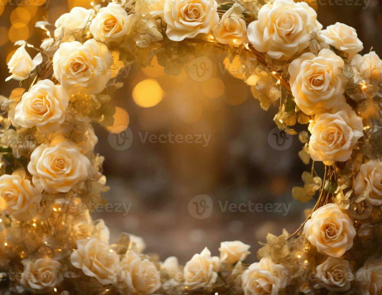 AI Generated Golden Flower Arch with Copy Space photo