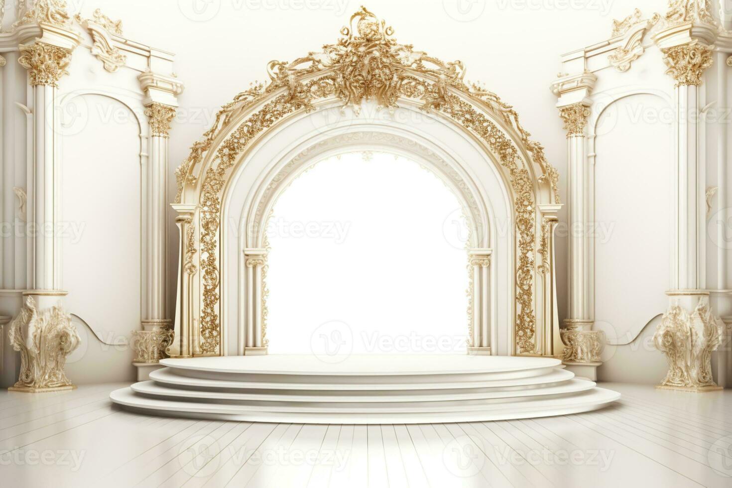 AI Generated wedding arch in white photo