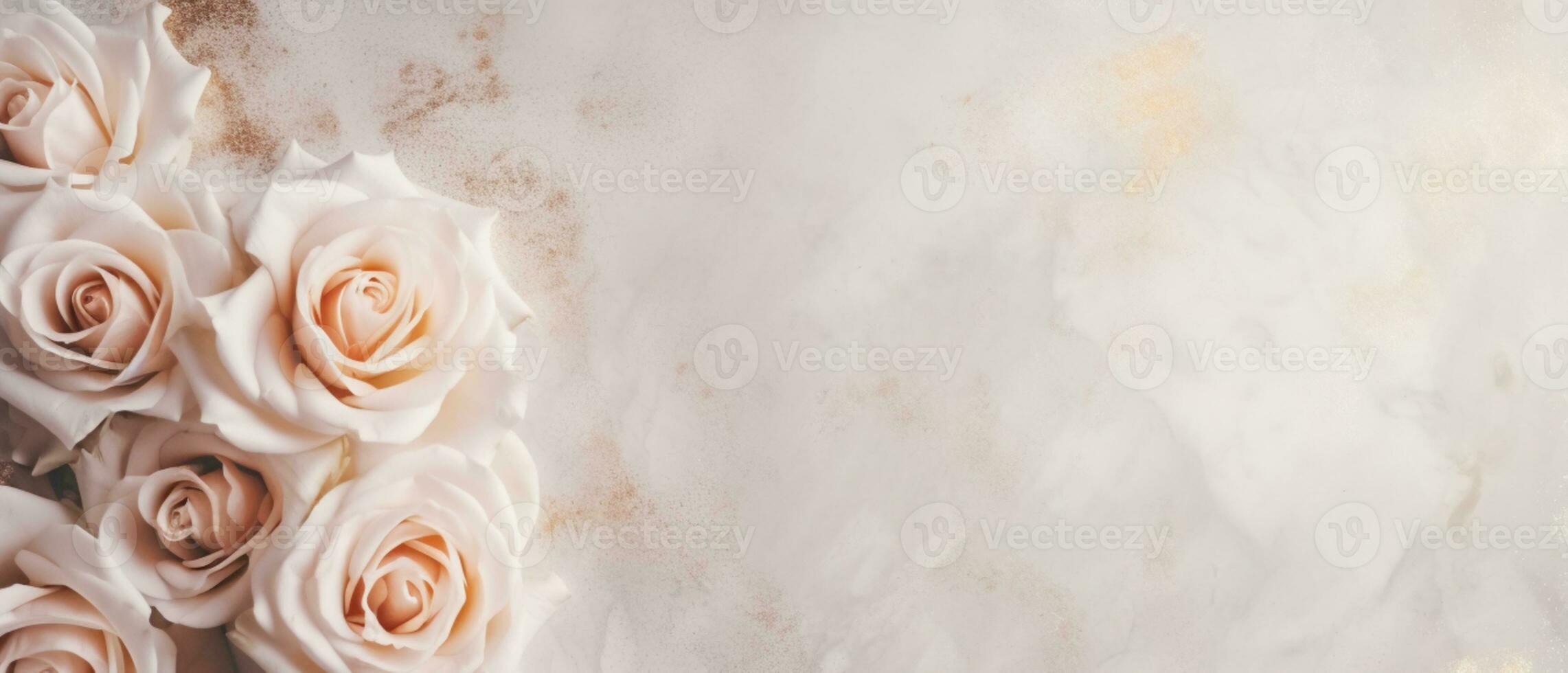 AI Generated Roses on Marble with Copy Space photo