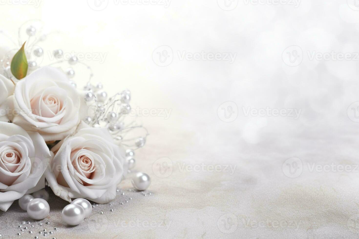 AI Generated Flowers on white with copy space photo