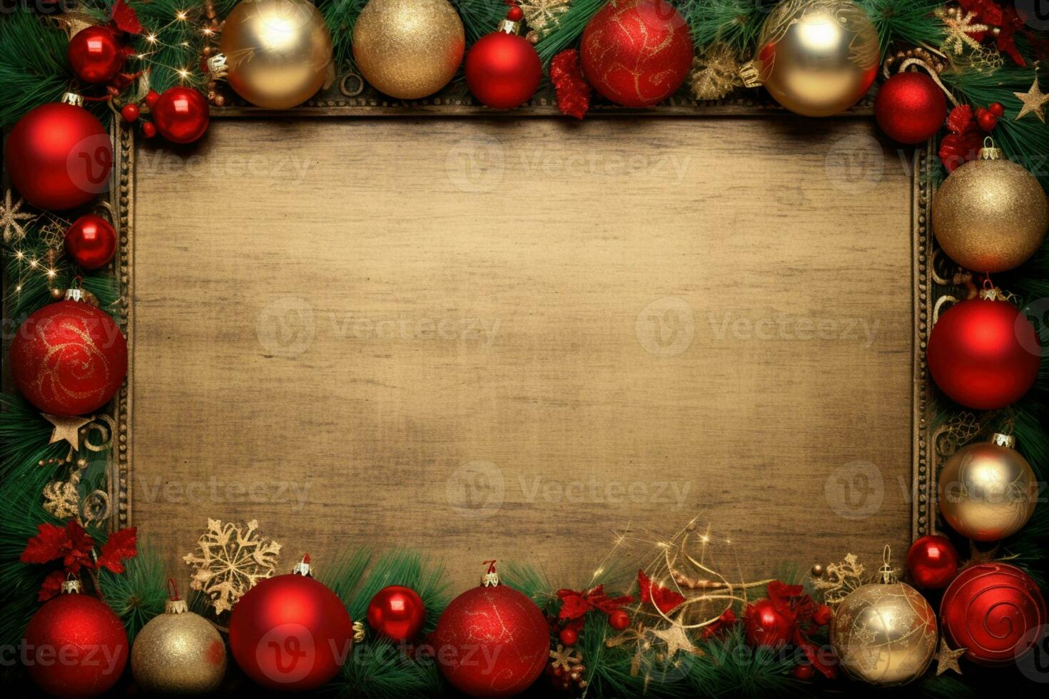 AI Generated Christmas Background with Baubles and copy space photo