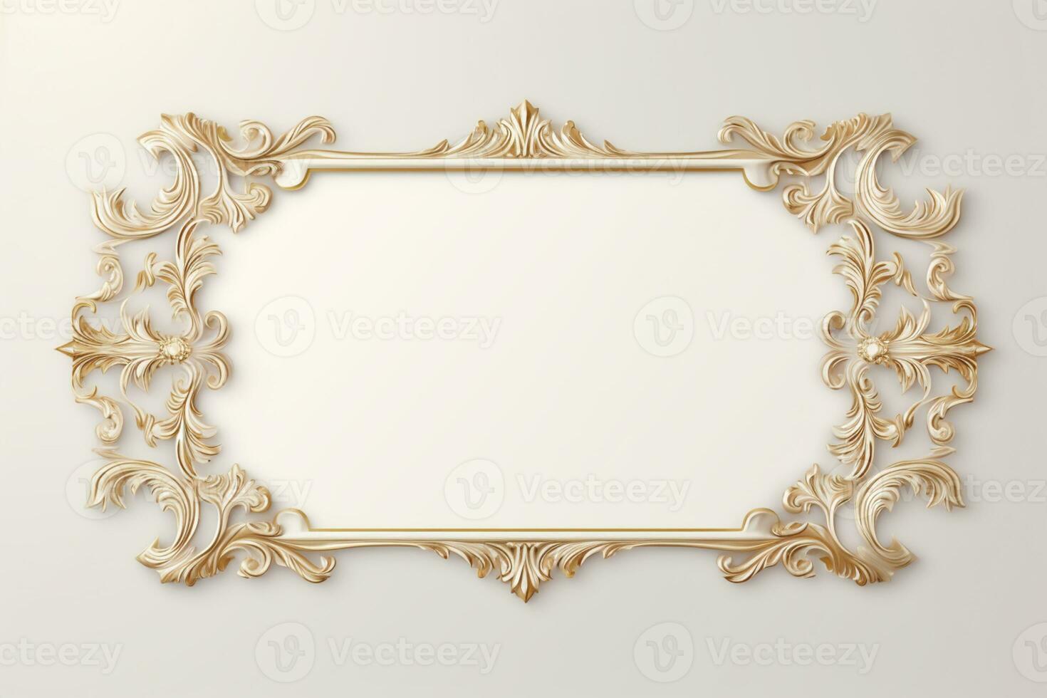 AI Generated Golden Frame Design with copy space photo