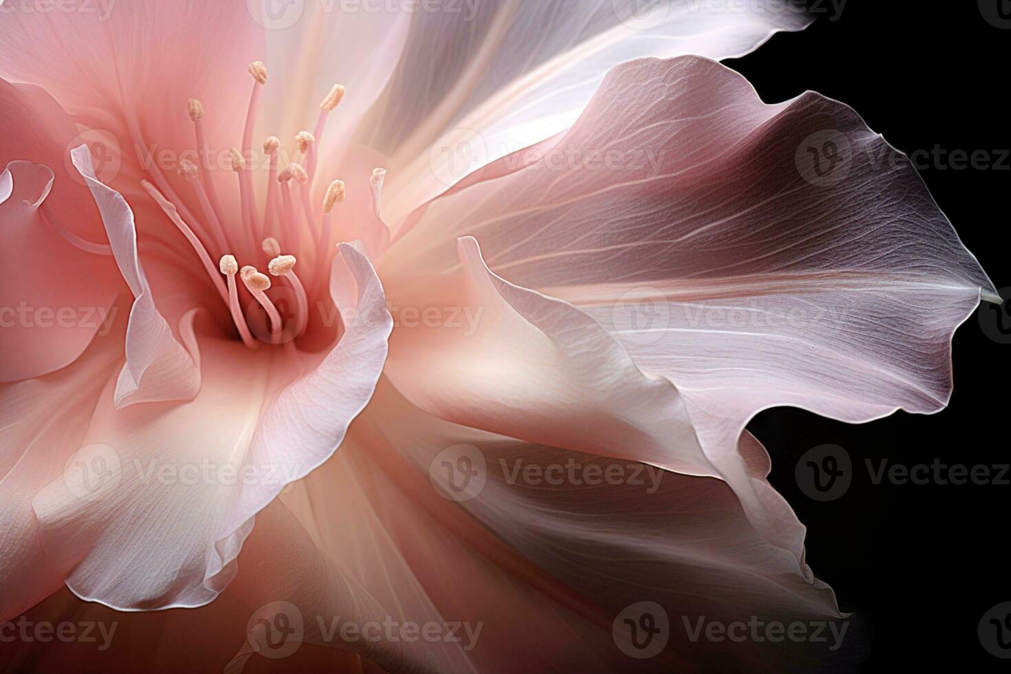 AI Generated Close up flower on black background photo