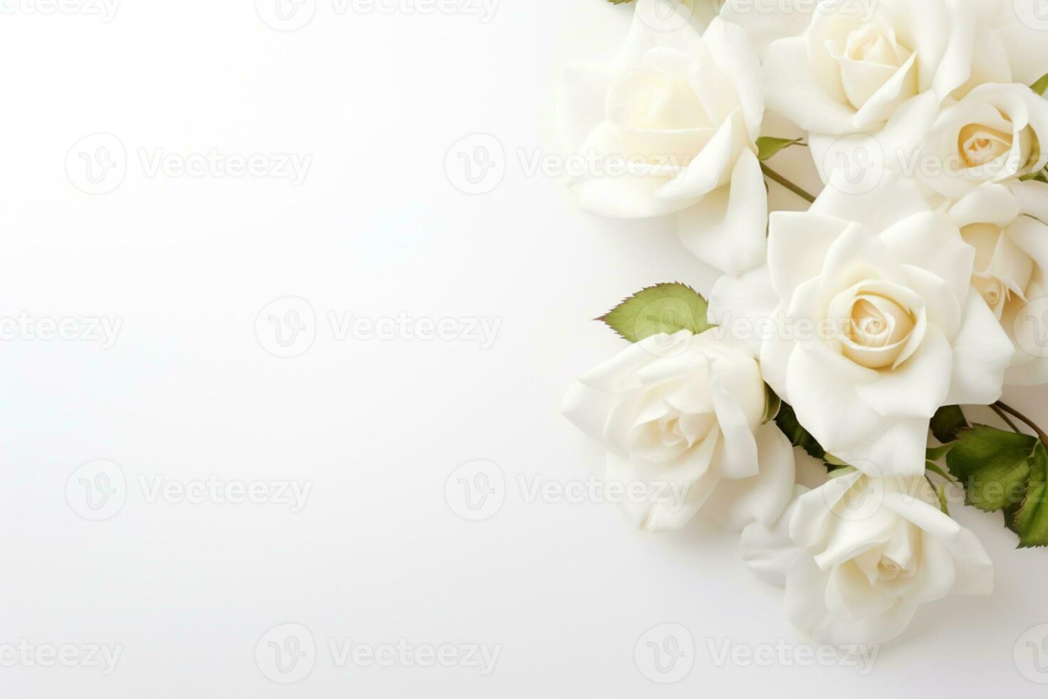 AI Generated Flowers on white with copy space photo