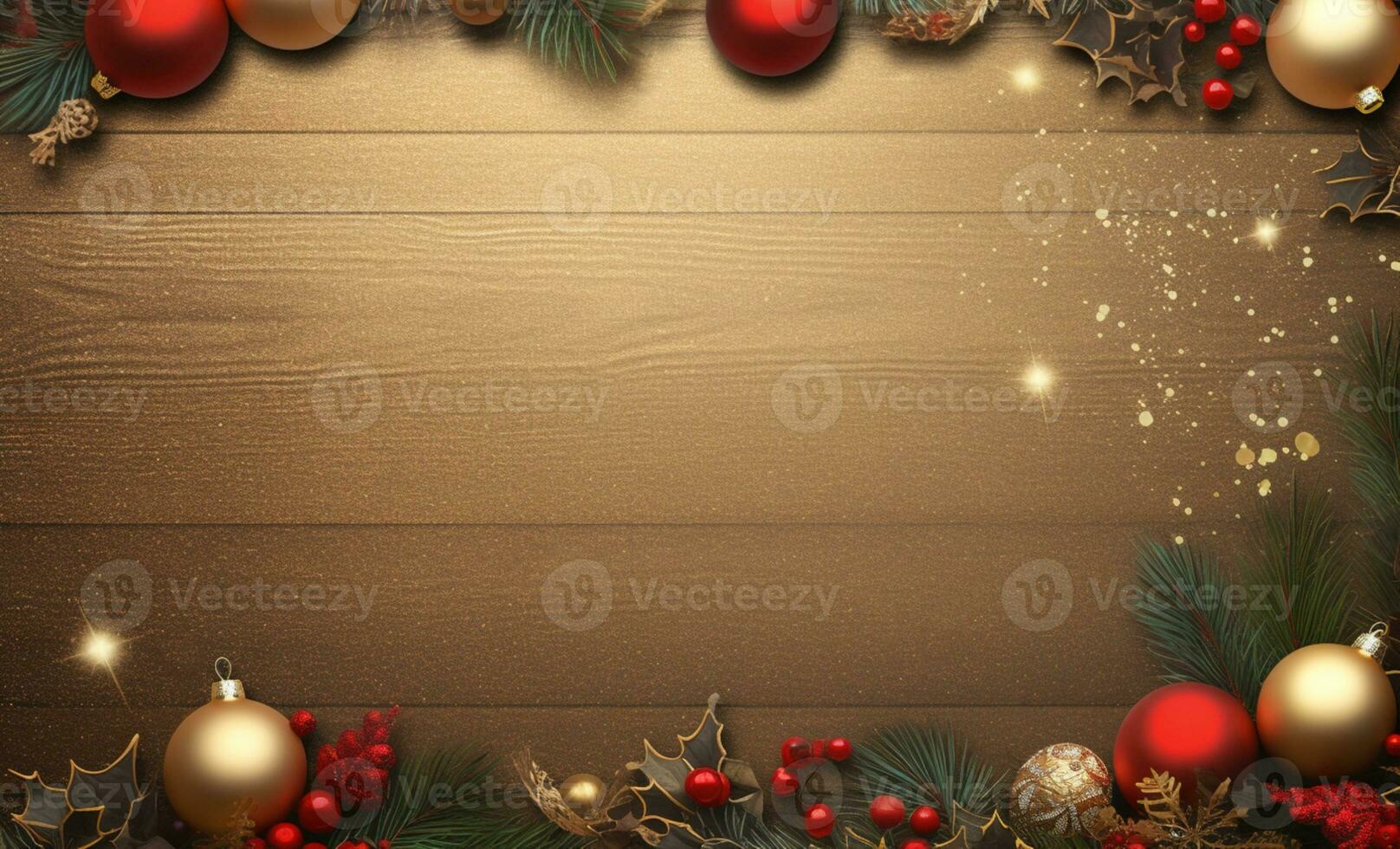 AI Generated Christmas Background with Baubles and copy space photo