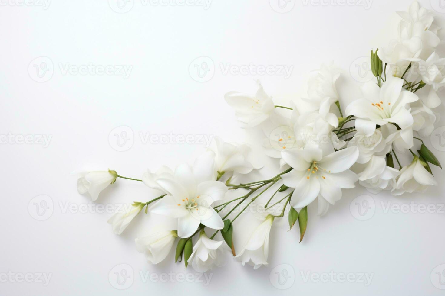 AI Generated White flower background photo