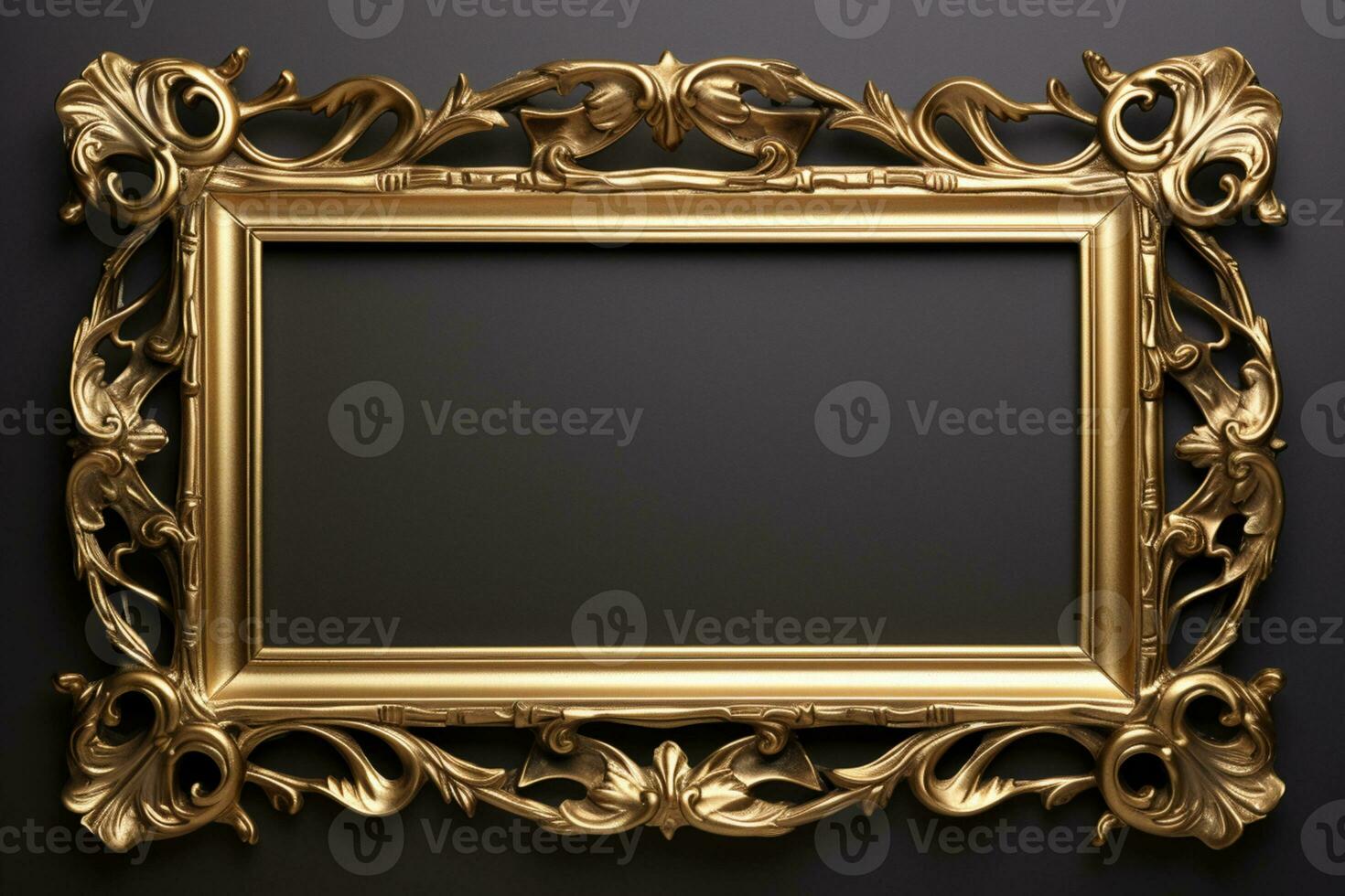 AI Generated Golden Frame Design with copy space photo