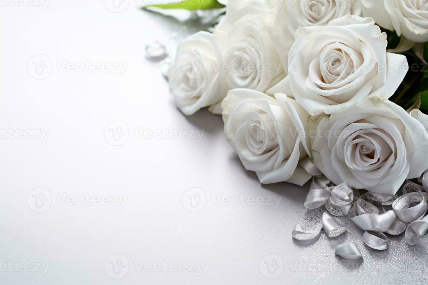 AI Generated Flowers on white with copy space photo