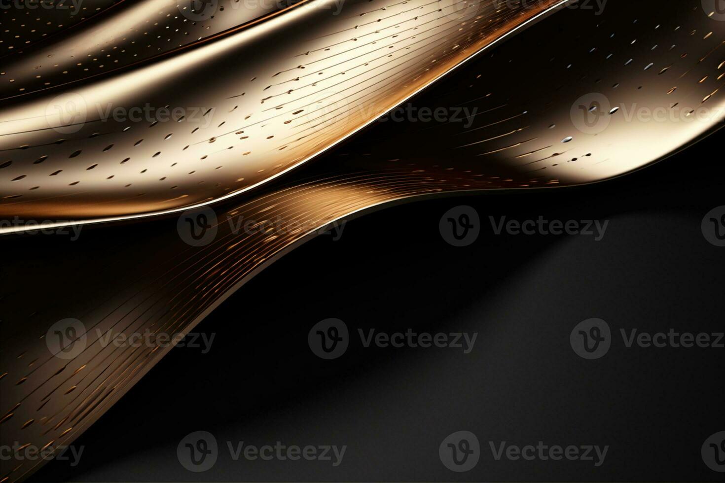 AI Generated Wavy Gold and Black Background photo