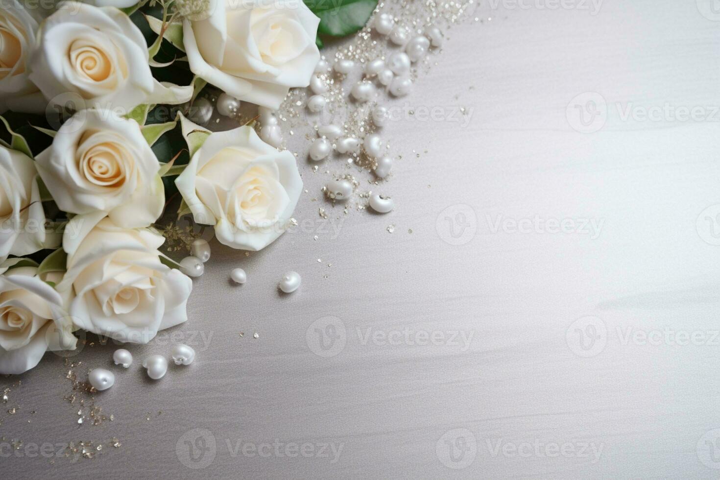 AI Generated Flowers on white with copy space photo