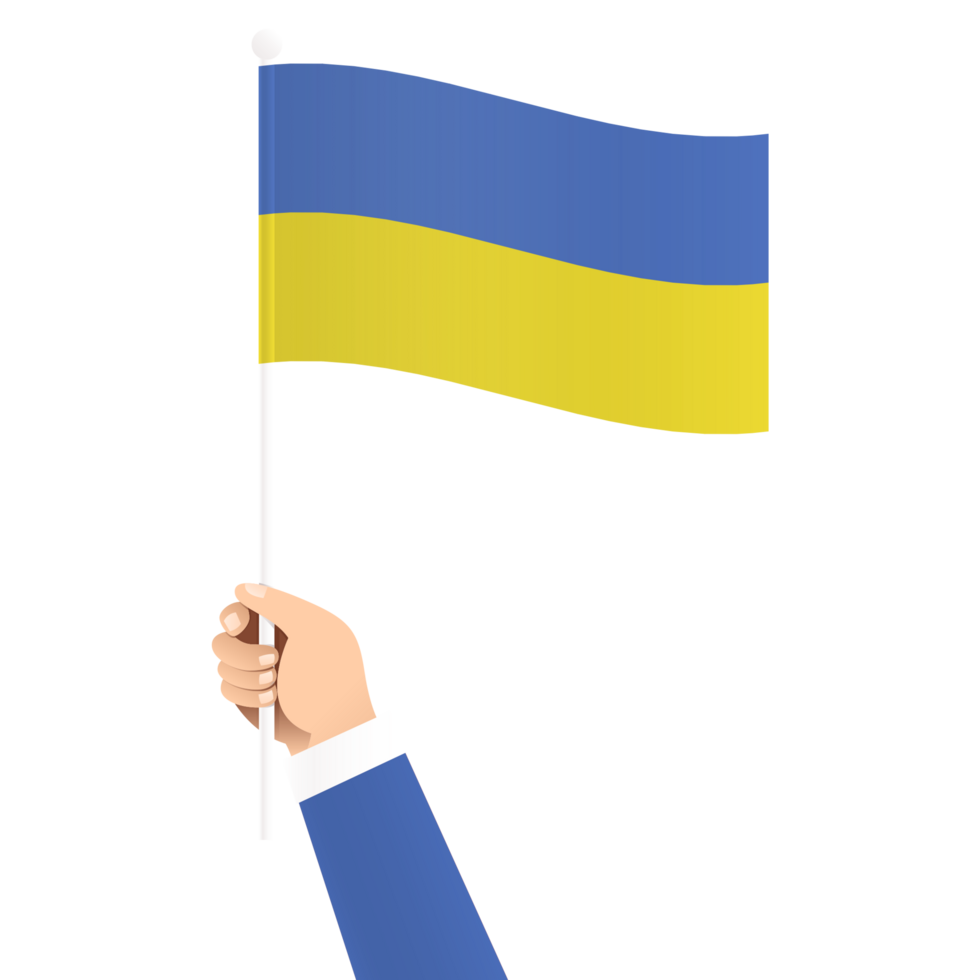 Hand Holding Ukraine National Flag Isolated Transparent Simple Illustration png