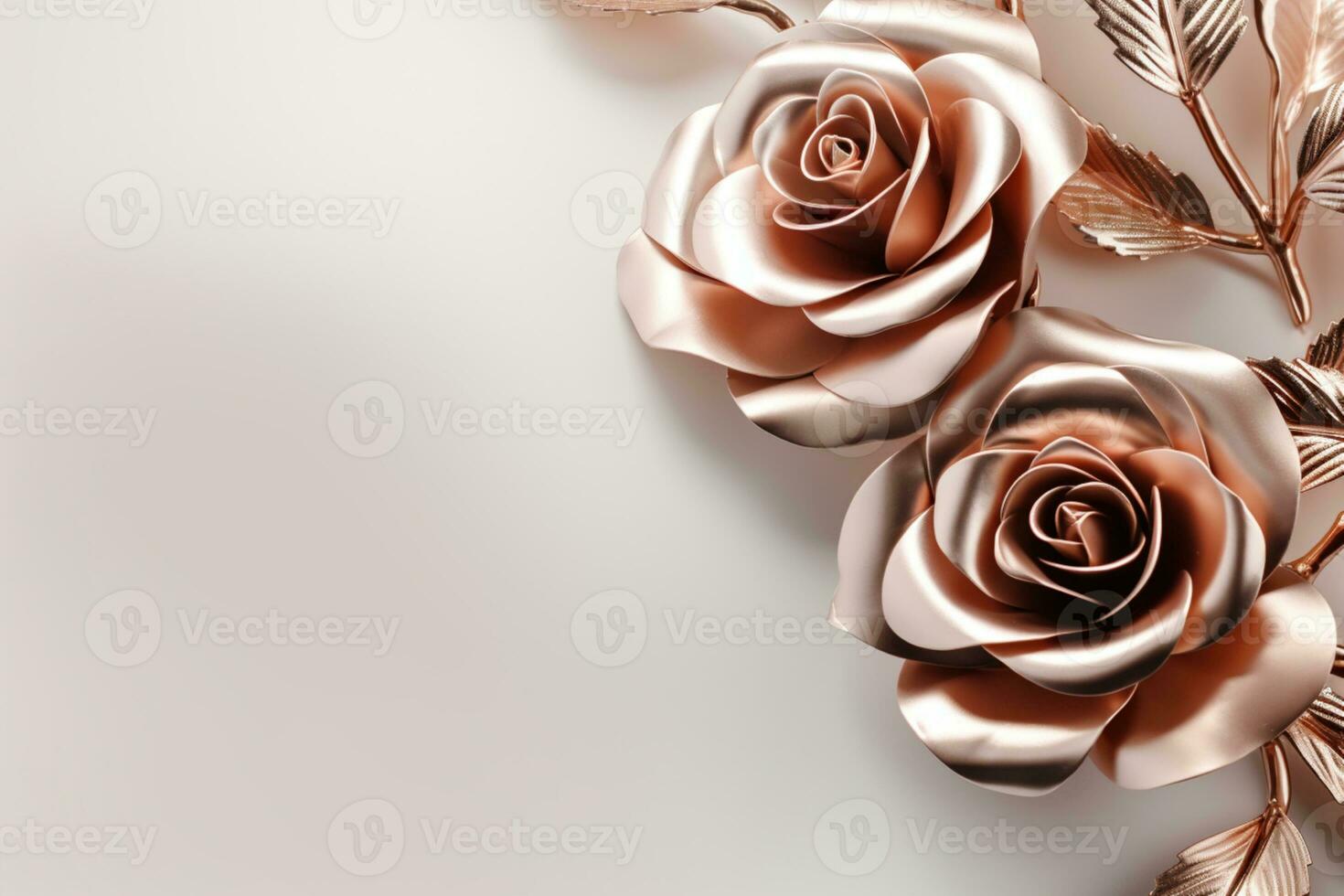 AI Generated Metallic Flower Background with Copy Space photo