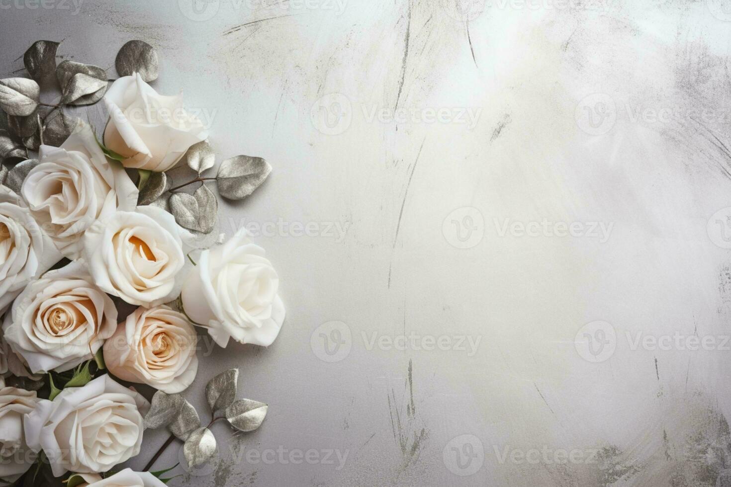 AI Generated Flowers on white with copy space photo