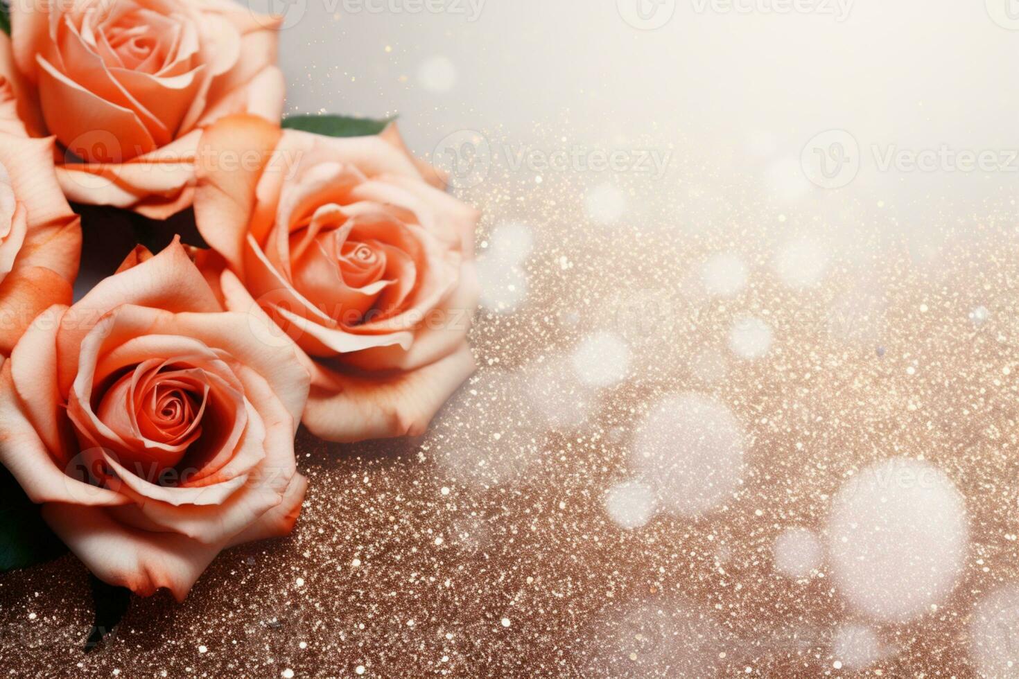 AI Generated Luxury Roses Background with Copy Space photo