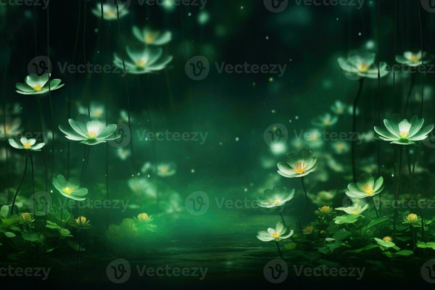 AI Generated flowers on dark background with copy space photo