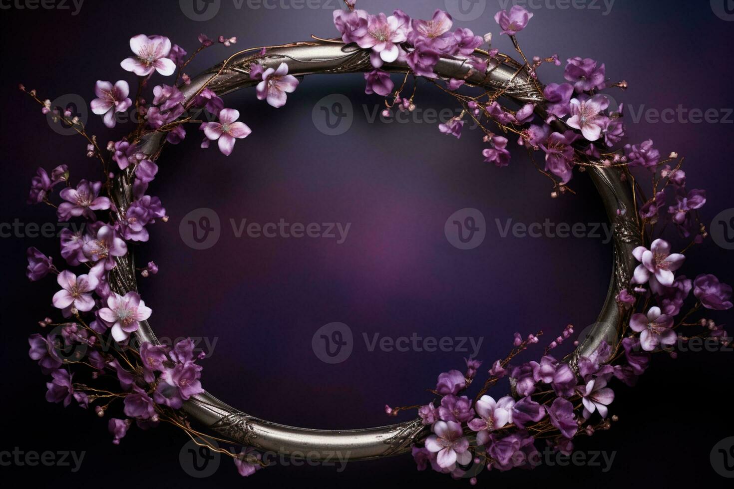 AI Generated flowers on dark background with copy space photo