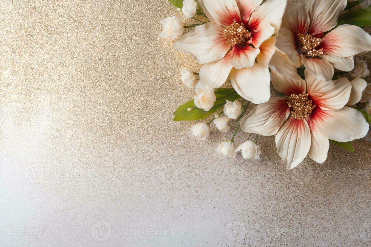 AI Generated Flowers on white with copy space photo