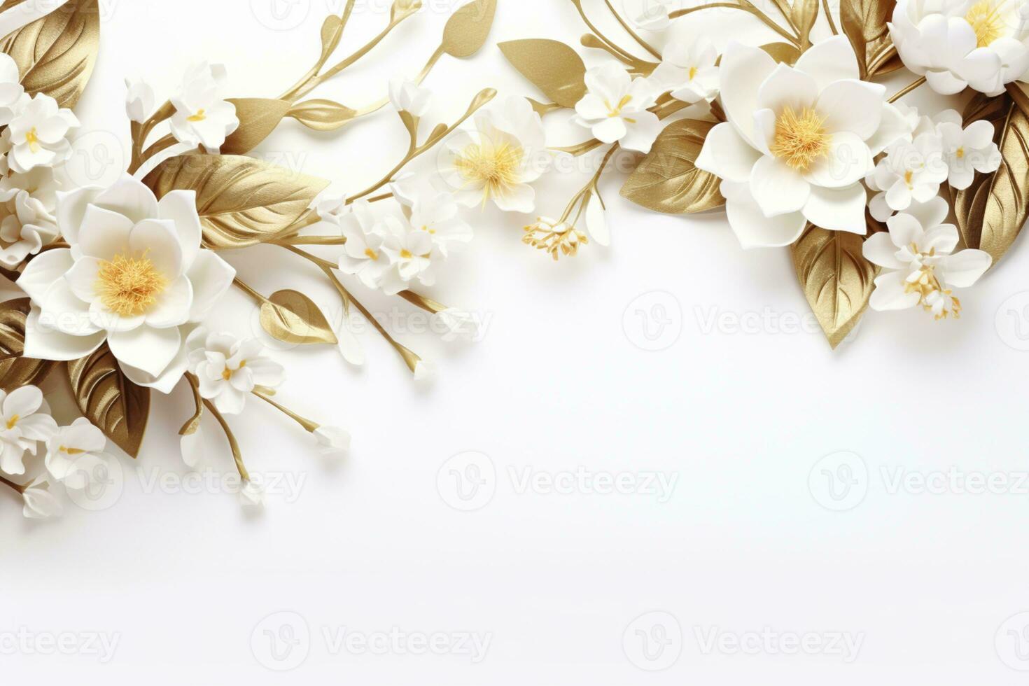 AI Generated flowers on white with copy space photo