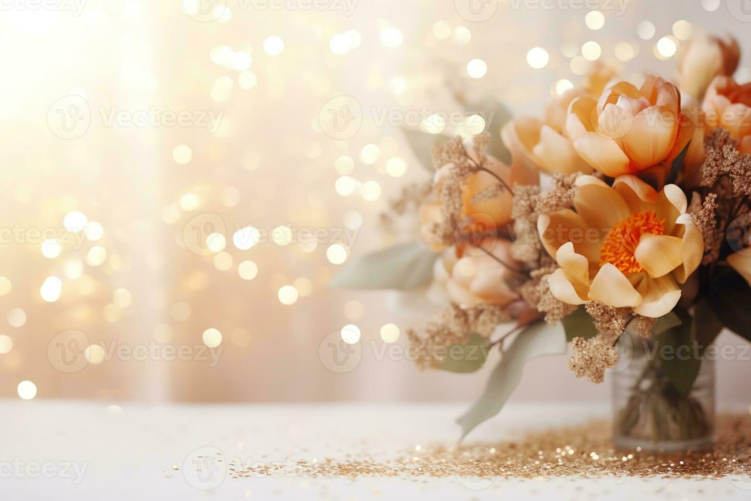 AI Generated Elegant Flower Background with Copy Space photo