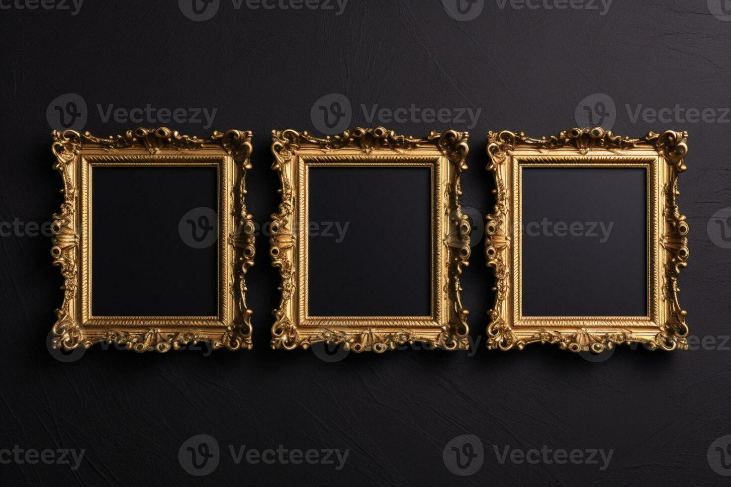 AI Generated Golden Frame Design with copy space photo