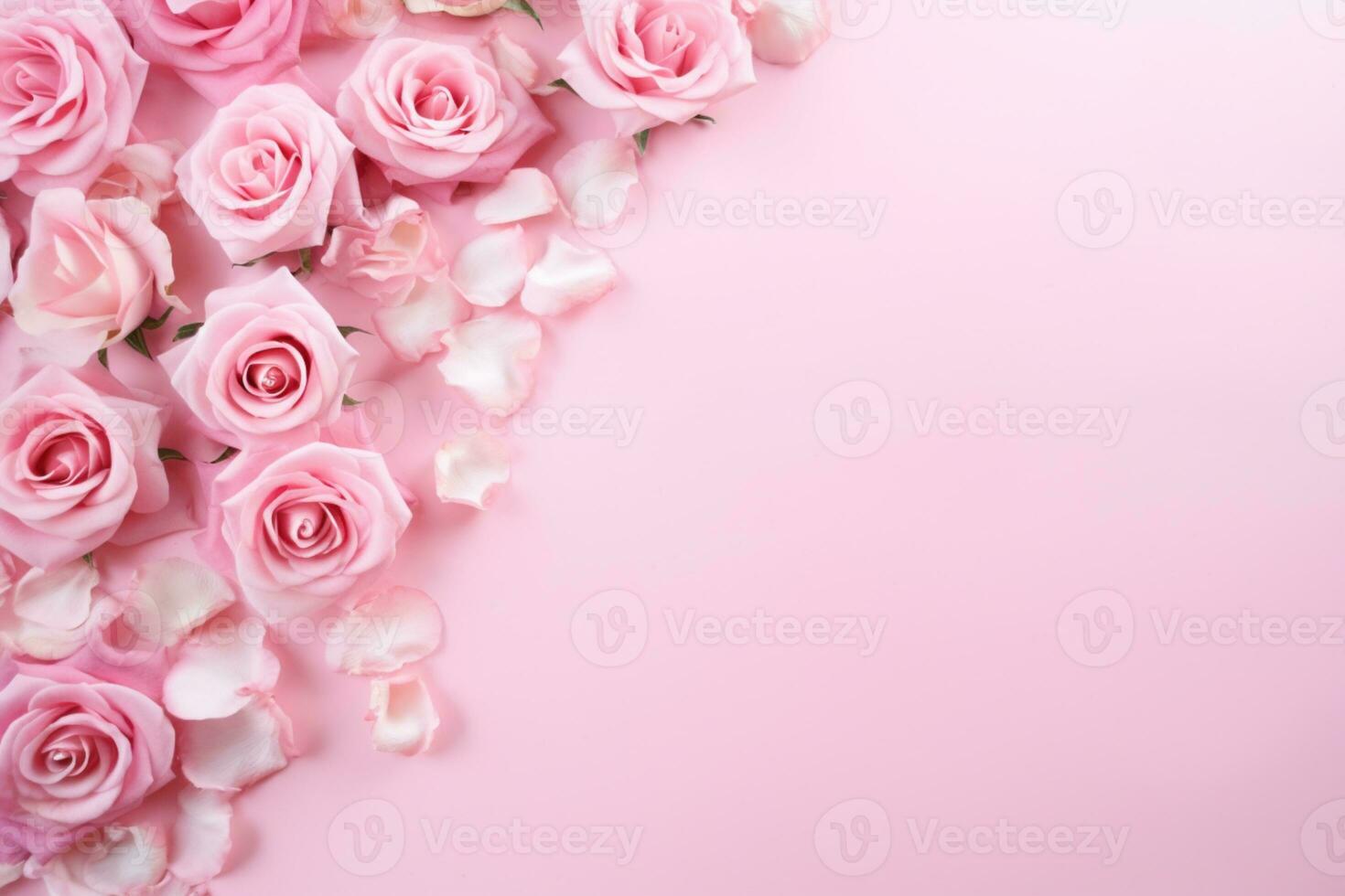 AI Generated Pink Flower Background with Copy Space photo