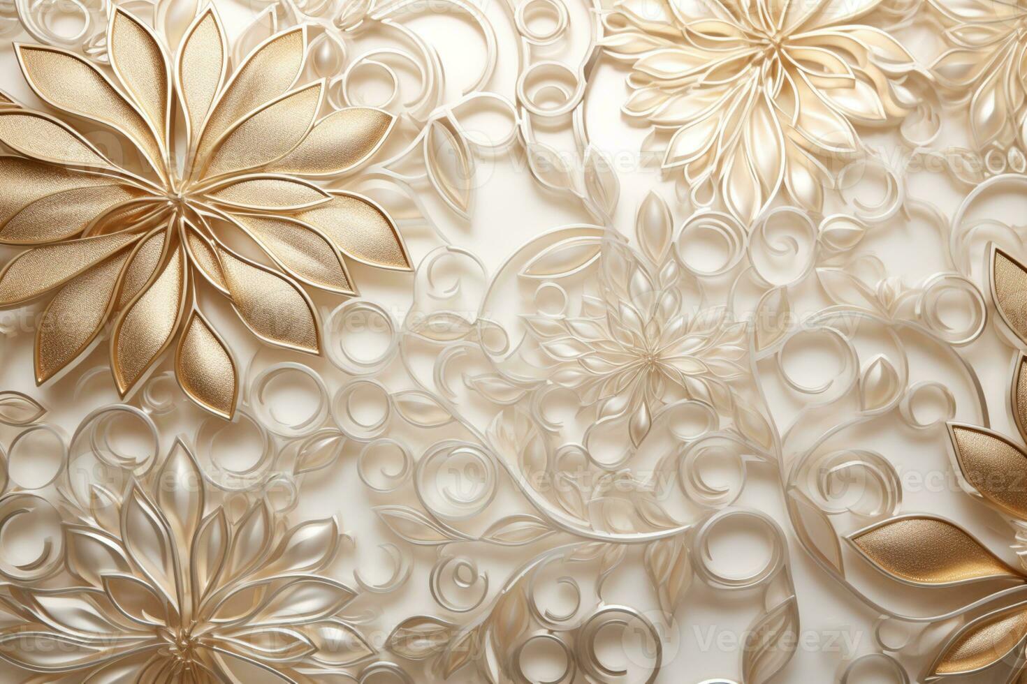AI Generated luxury golden ornaments on white photo