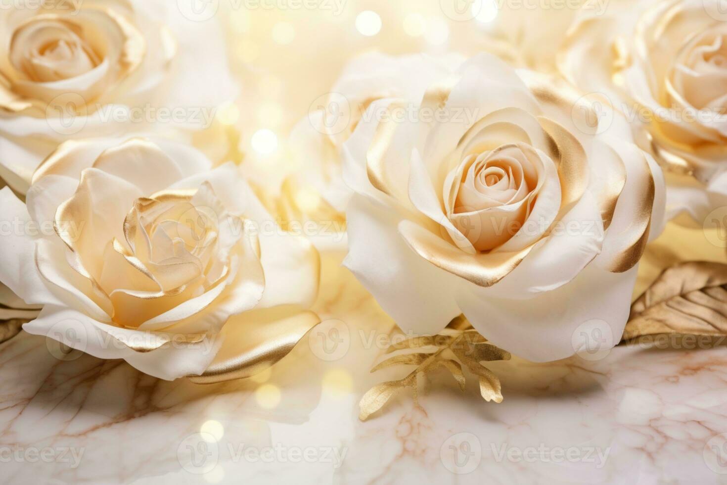 AI Generated Roses on Marble with Copy Space photo