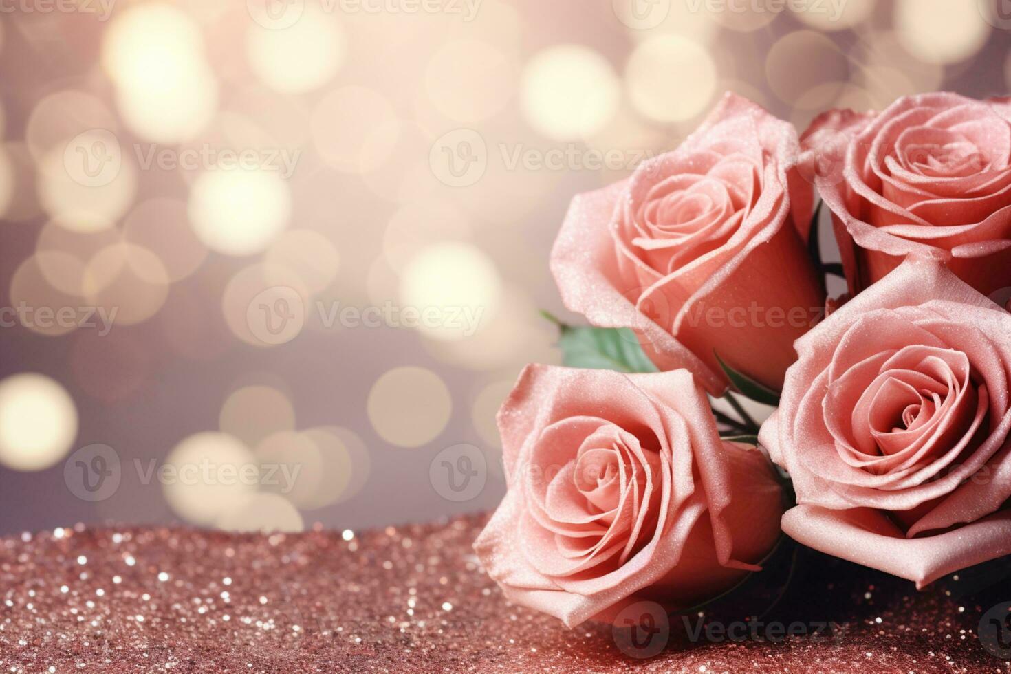 AI Generated Luxury Roses Background with Copy Space photo