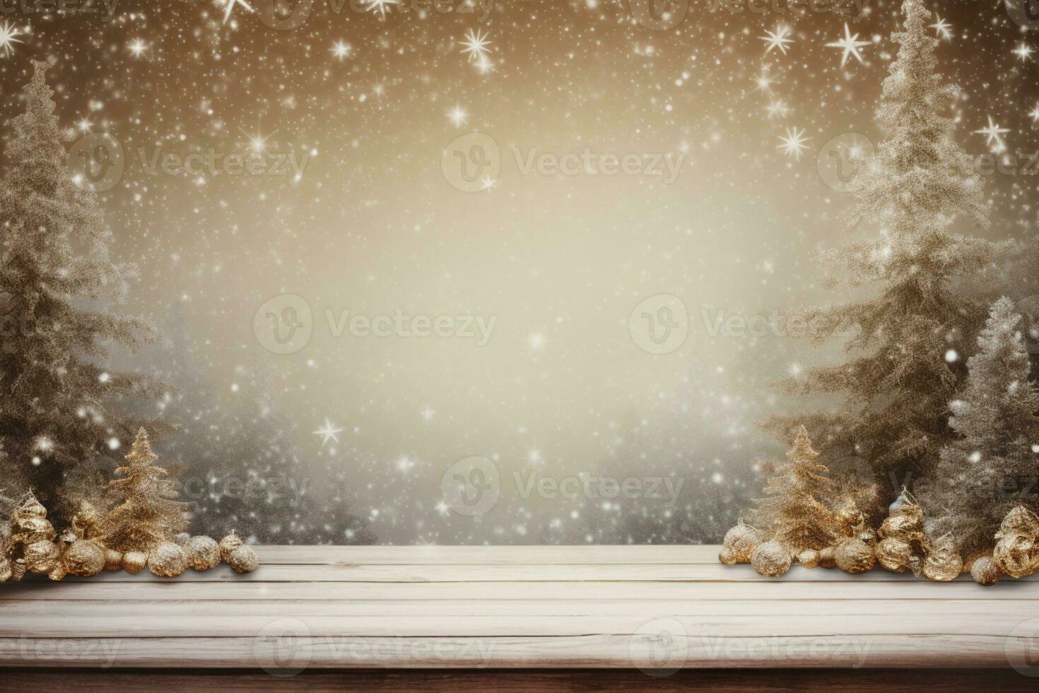 AI Generated Winter Christmas background with copy space photo