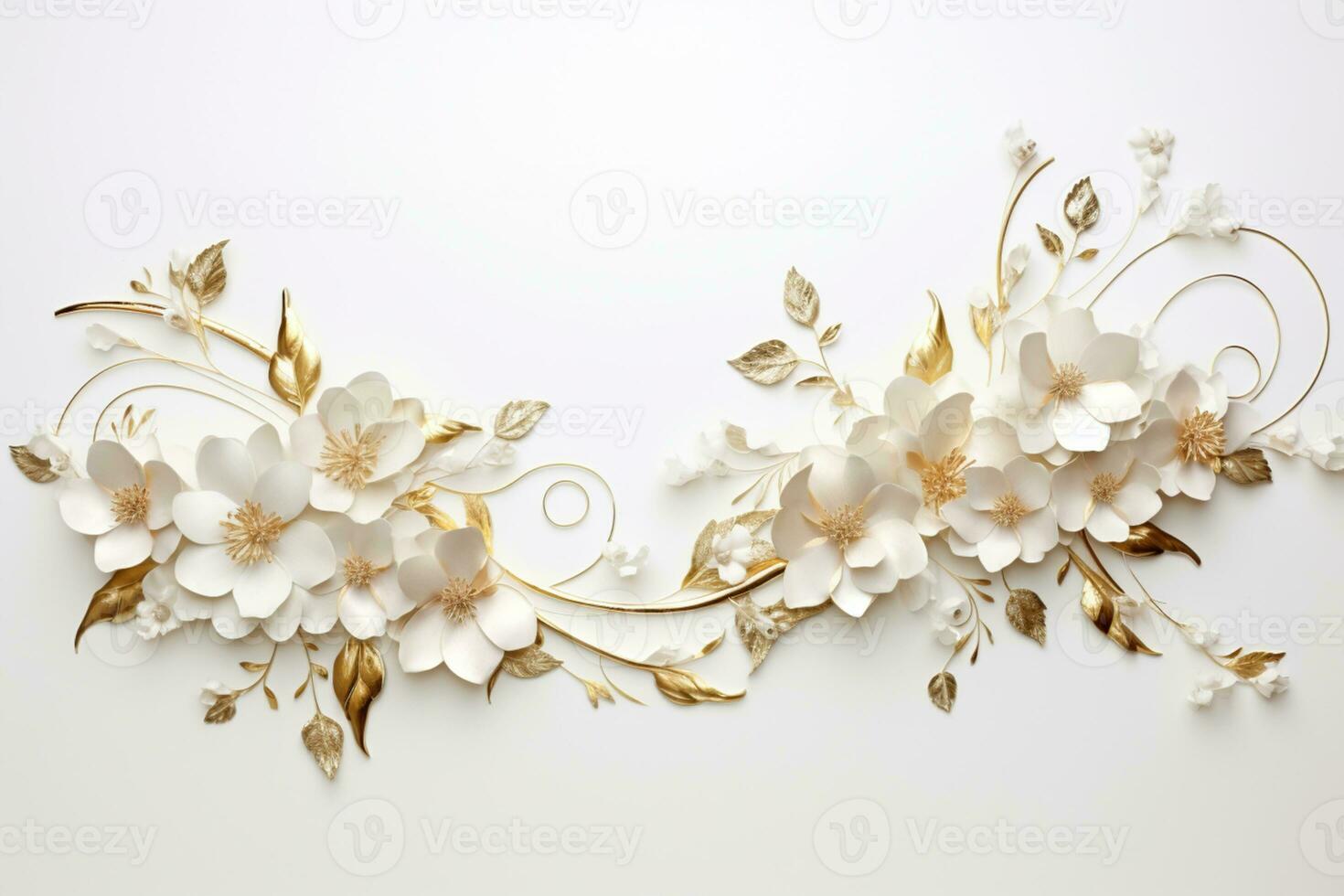 AI Generated flowers on white with copy space photo