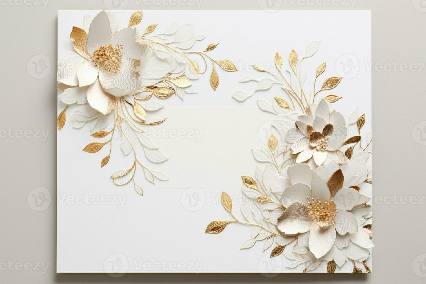 AI Generated Flower frame on white with copy space photo
