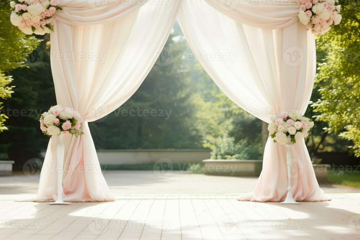 AI Generated Wedding arch with flowers photo