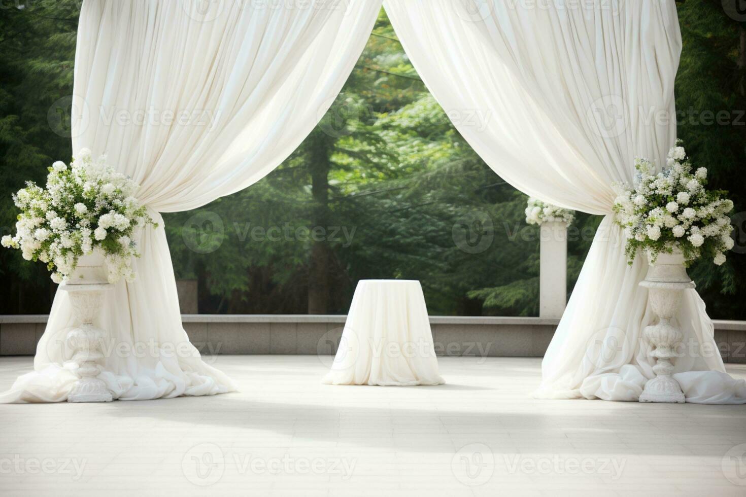 AI Generated Wedding arch with flowers photo