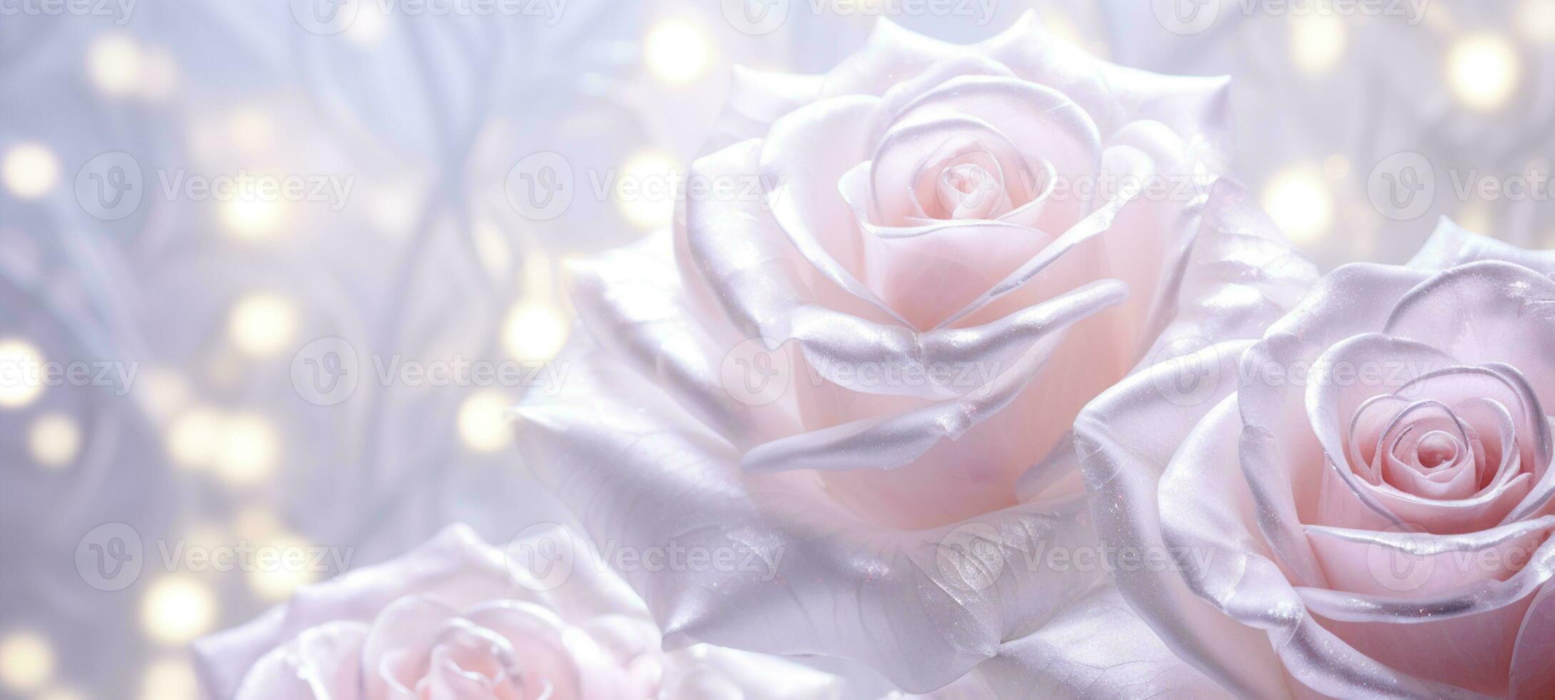 AI Generated Roses on Marble with Copy Space photo