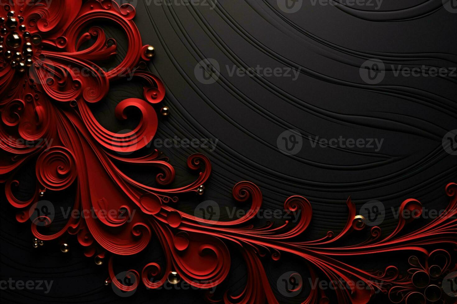 AI Generated floral design on red photo