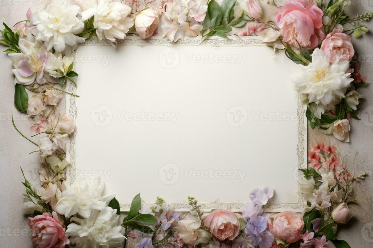 AI Generated flowers on white with copy space photo