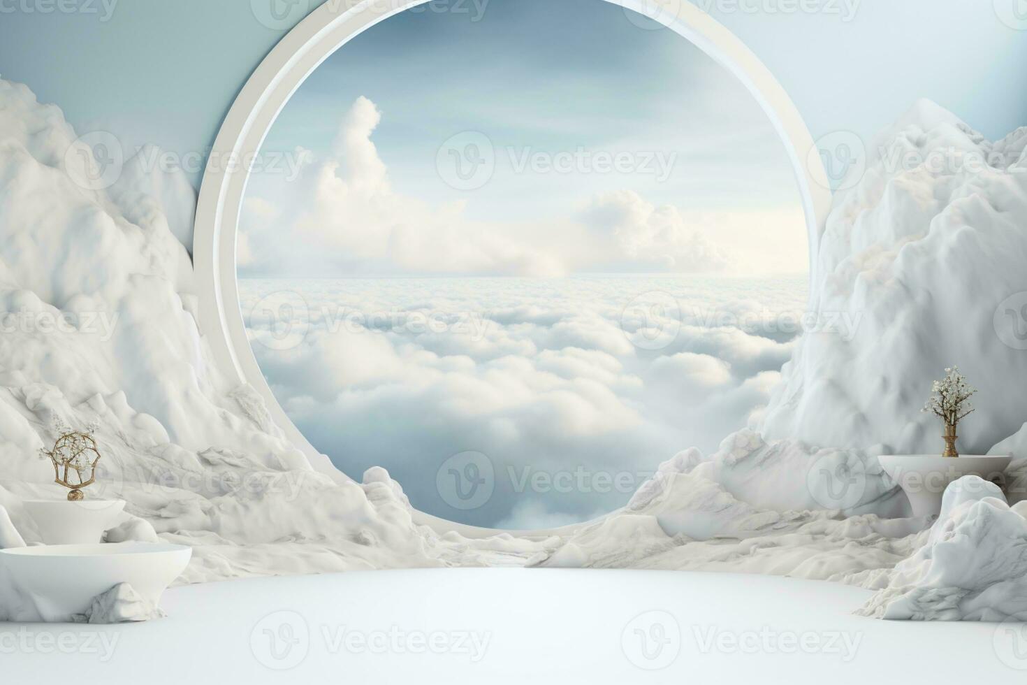 AI Generated fantasy background with blue sky photo