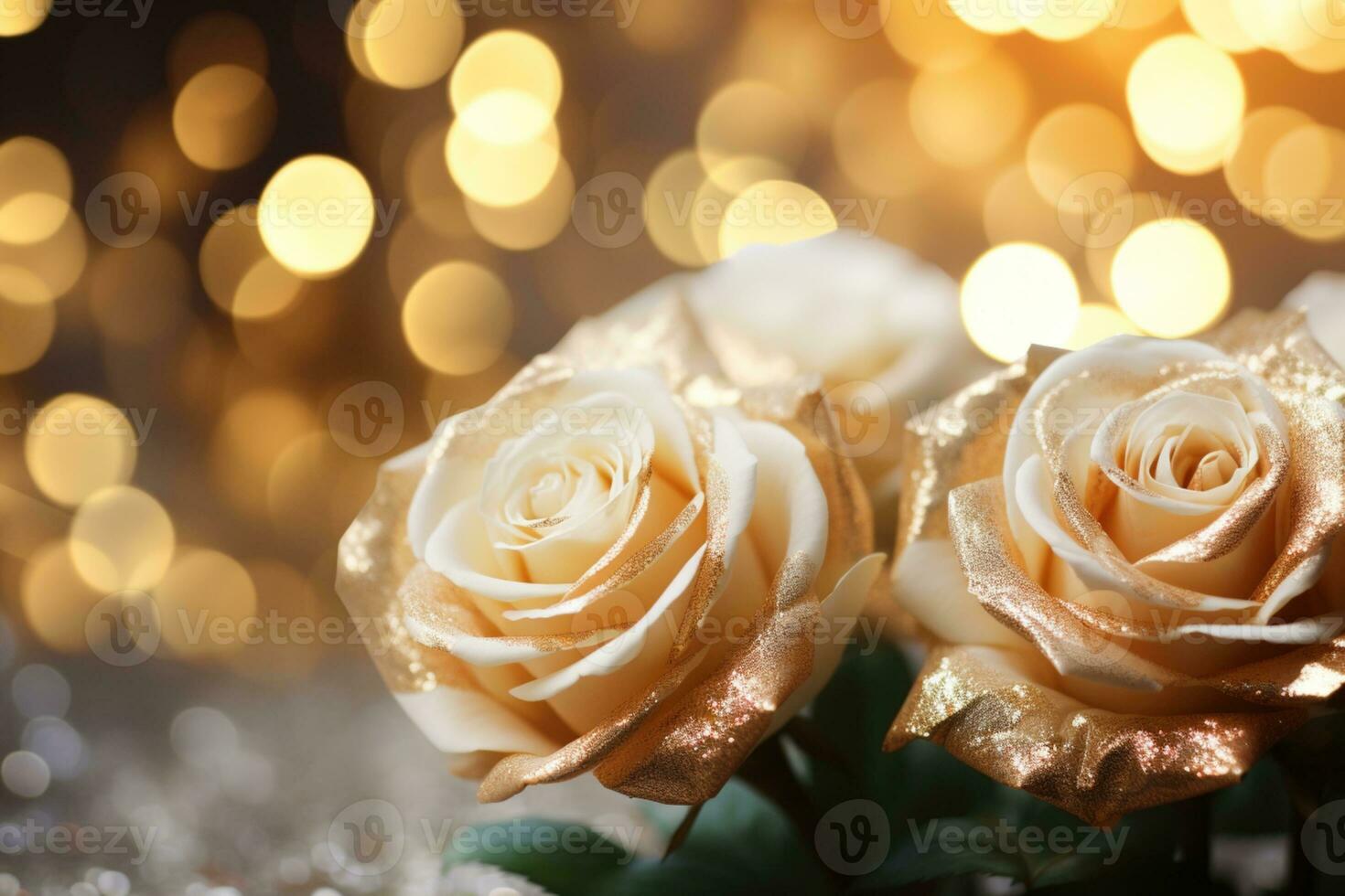 AI Generated Golden Flower Background with Copy Space photo