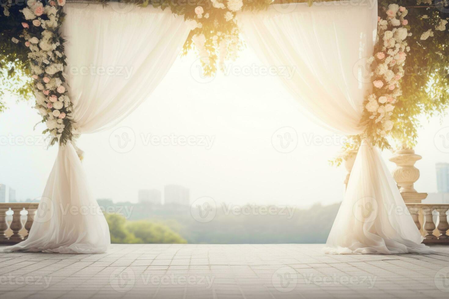 AI Generated Wedding arch with flowers photo