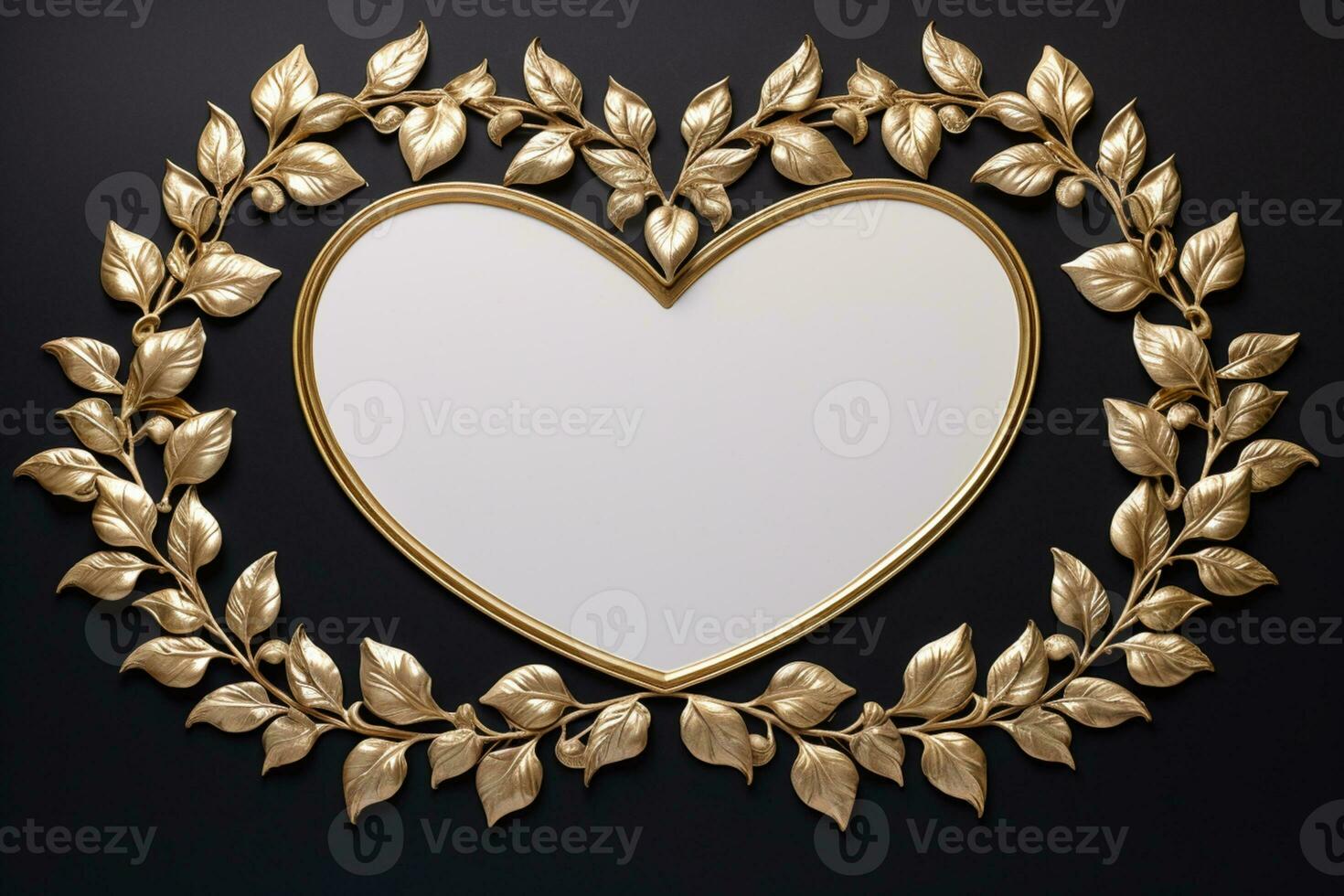 AI Generated Golden heart on dark background photo