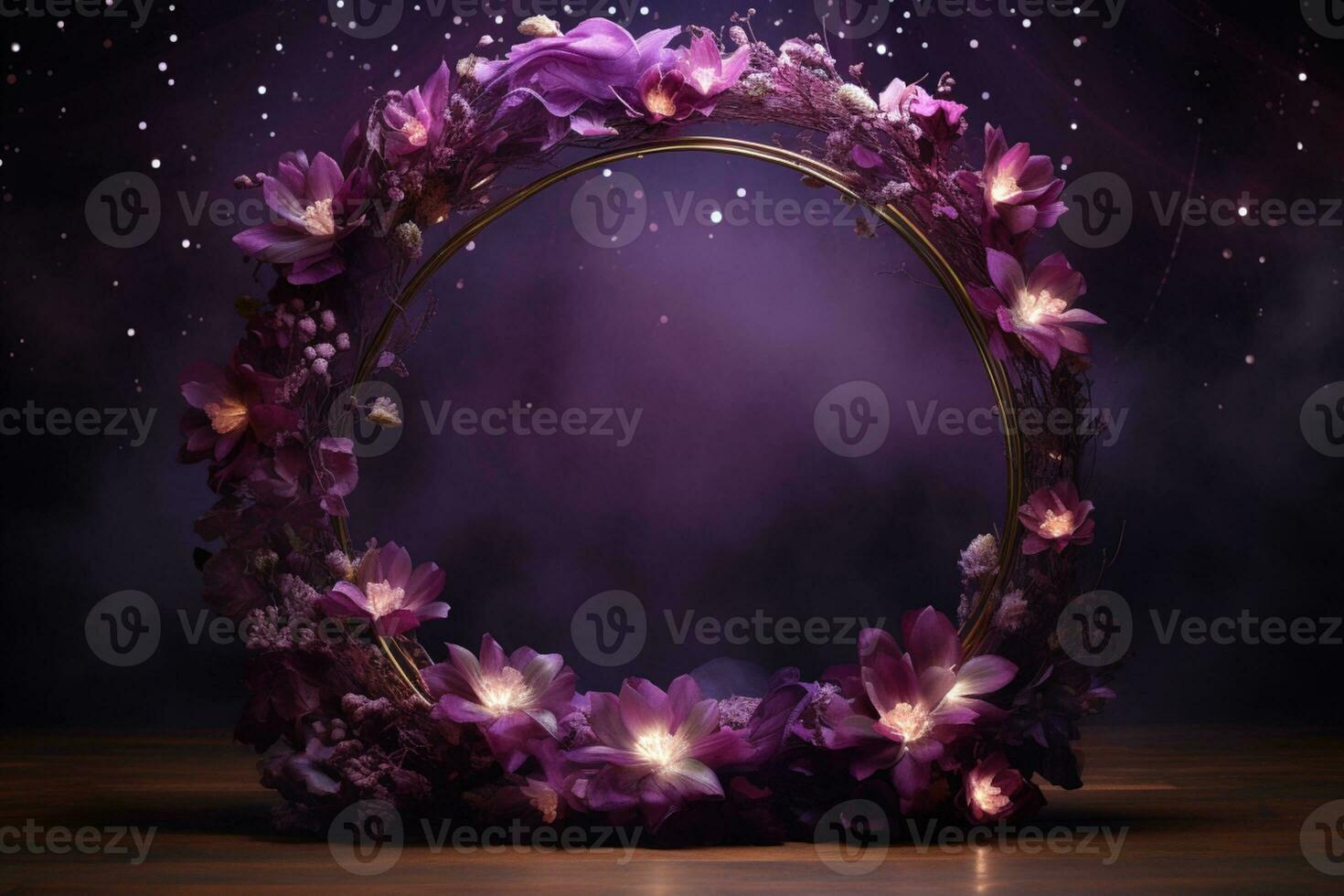 AI Generated flowers on dark background with copy space photo