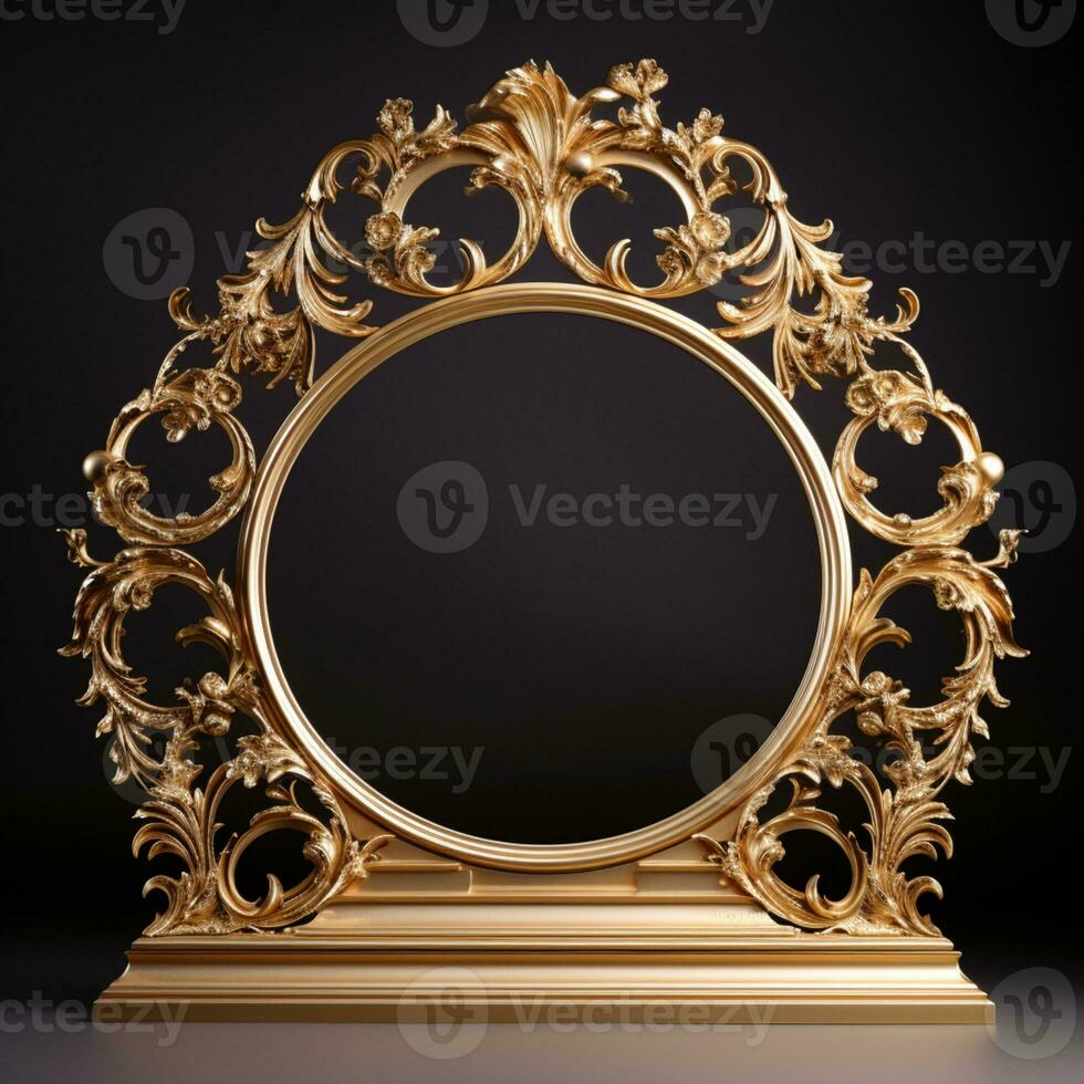 AI Generated Golden Frame Design with copy space photo