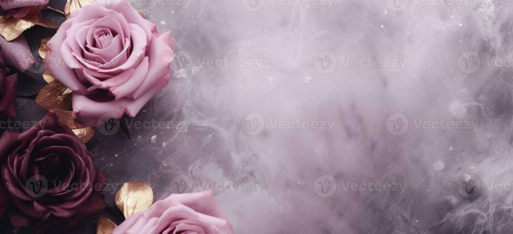 AI Generated Roses on Marble with Copy Space photo
