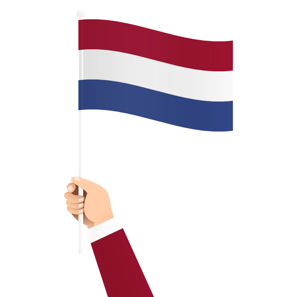 Hand Holding Netherlands National Flag Isolated Transparent Simple Illustration png