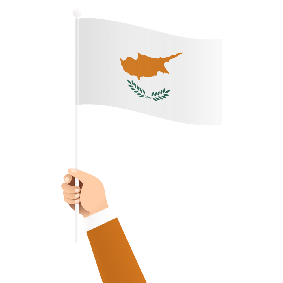 Hand Holding Cyprus National Flag Isolated Transparent Simple Illustration png